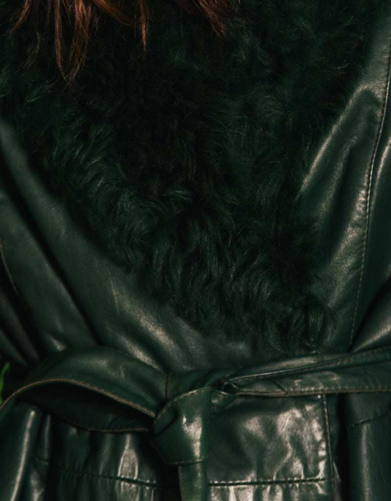 Vintage leather faux fur coat