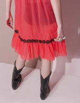 Vintage mesh dress with flower detail