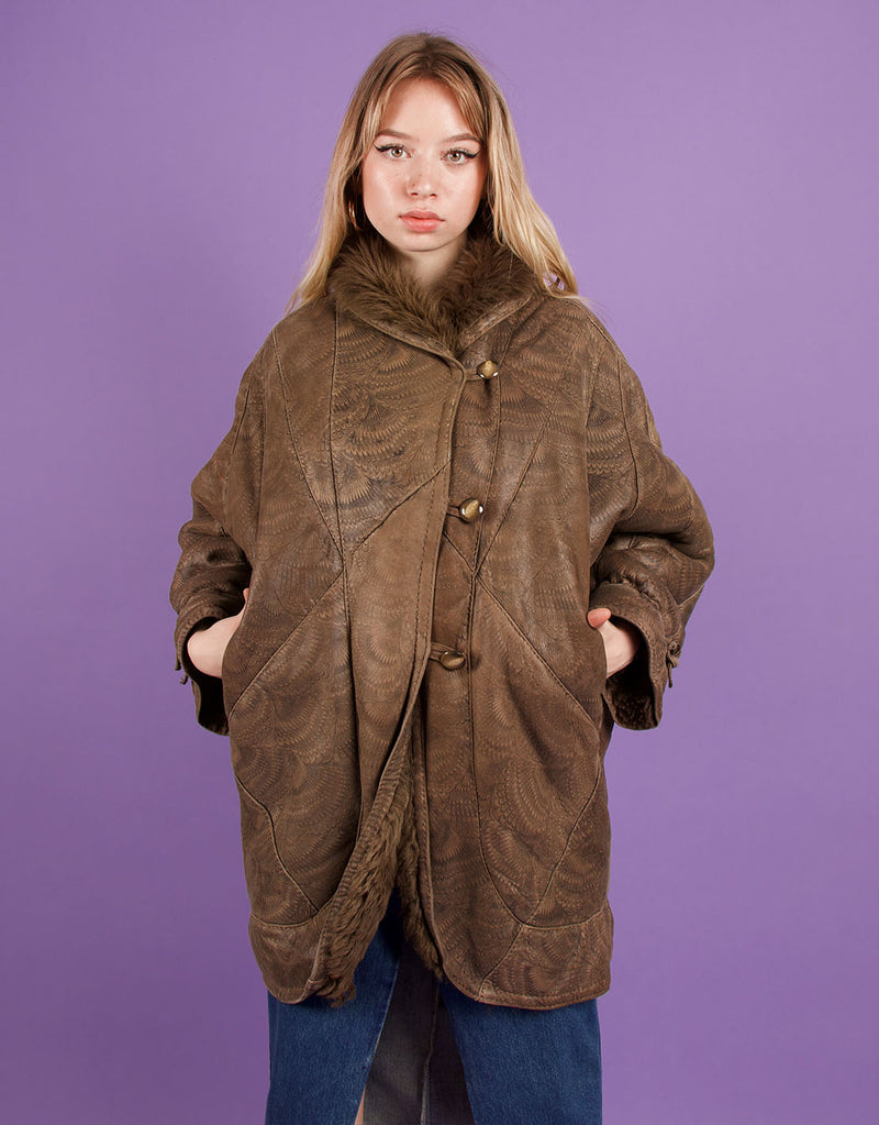 Vintage shearling toggle coat