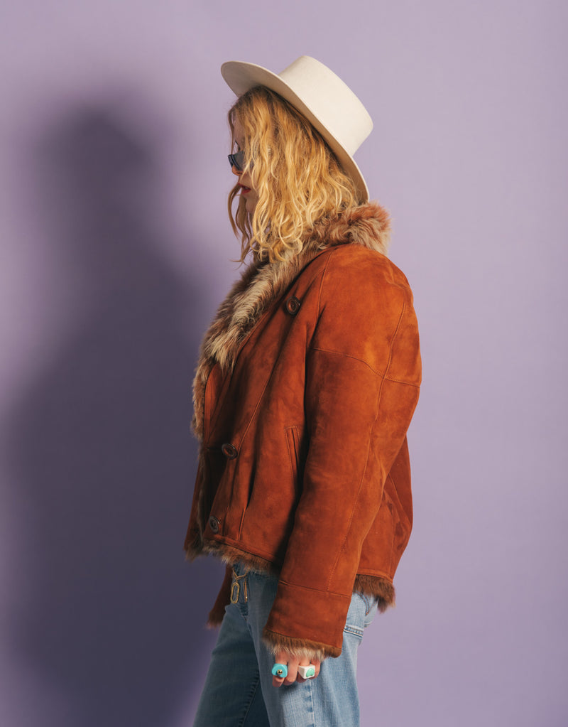 Vintage suede faux fur jacket