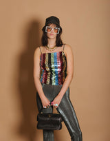 Disco sequins spaghetti top