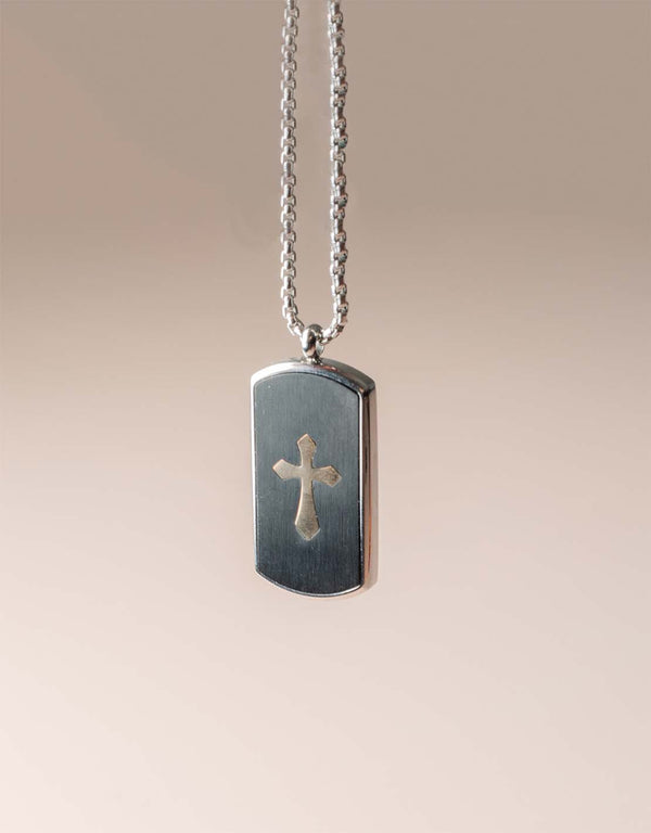 squared necklace with cross