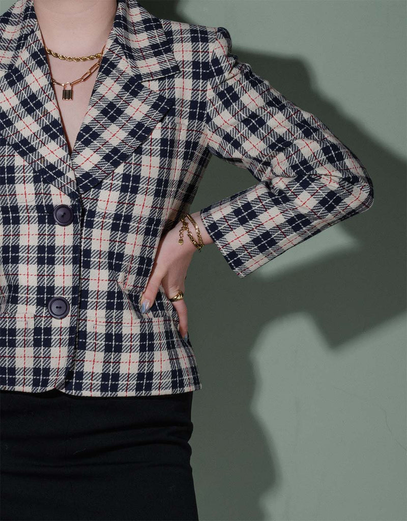 Vintage Yves Saint Laurent checkered short blazer
