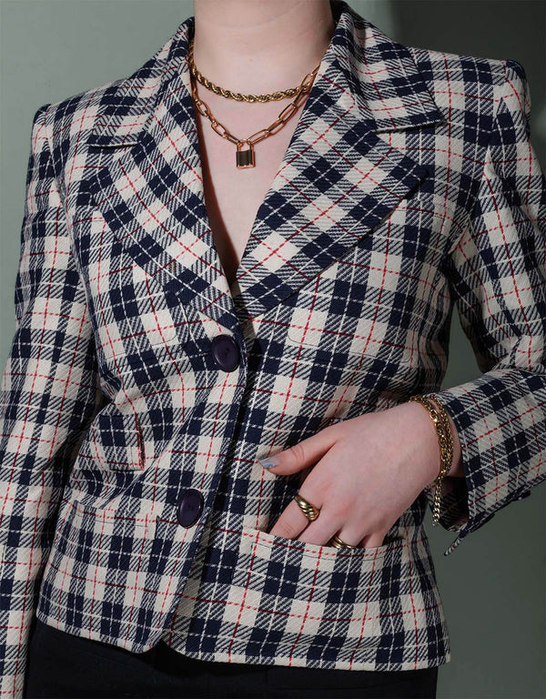 Vintage Yves Saint Laurent checkered short blazer
