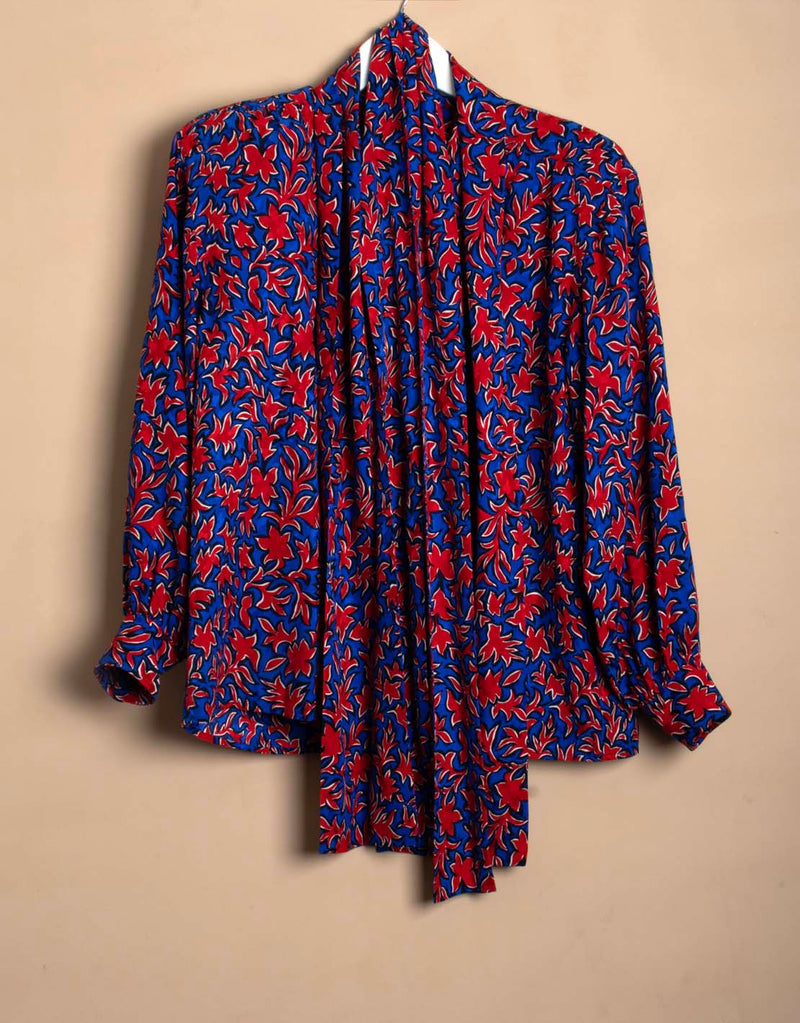 Vintage Yves Saint Laurent silk tie blouse