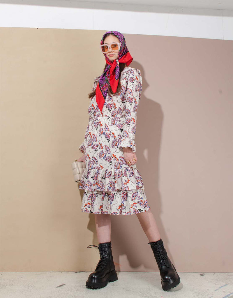 Vintage Yves Saint Laurent ruffled silk dress