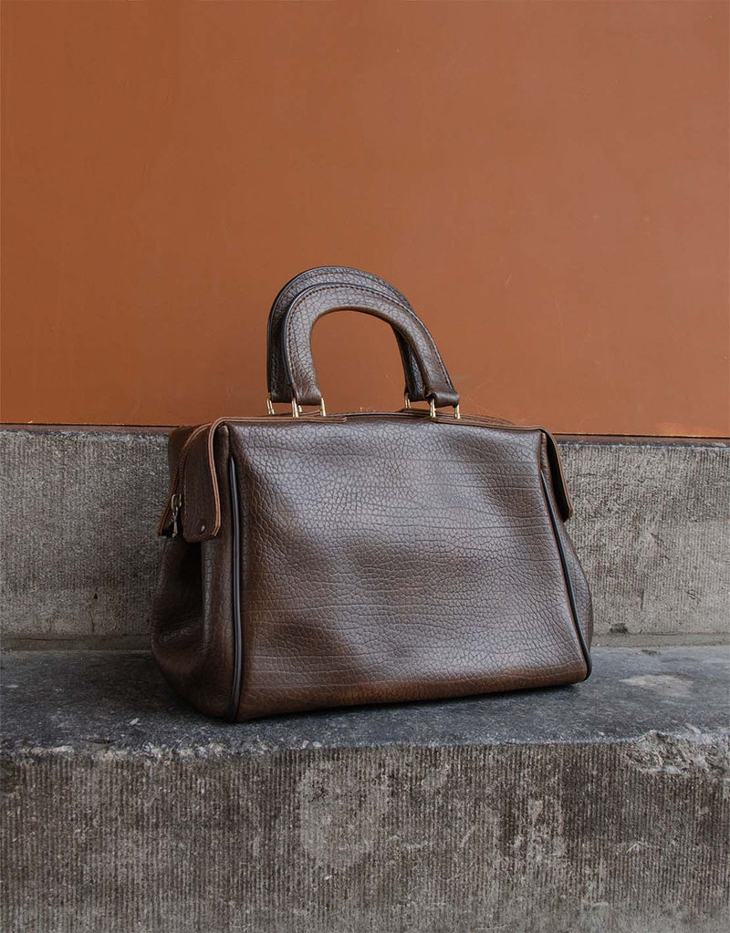 vintage dark brown leather handbag